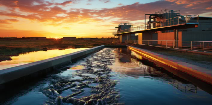Industrial water treatment plant with water photo