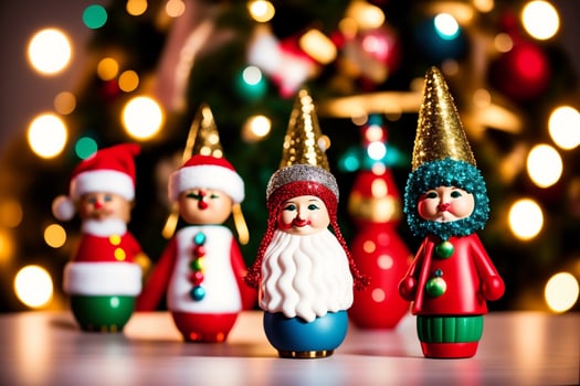 Playful and Vibrant Christmas Bobbleheads for Festive Decor. AI Generated. photo