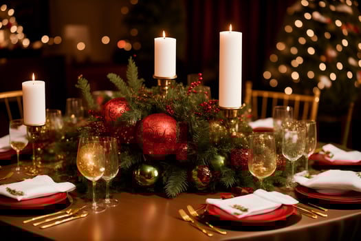 Festive Tabletop Centerpieces A Perfect Addition to Your Holiday Decor. AI Generated. photo
