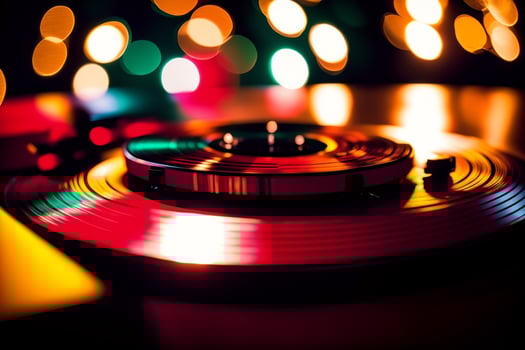 Melodies of Christmas Capturing the Nostalgia of Music on Vinyl. AI Generated. photo