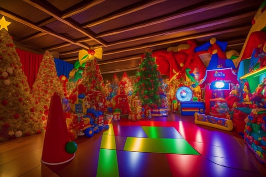 Playful and Magical Toys and Games at Santa s Grotto. AI Generated. photo