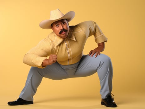 Mexican man in playful pose on solid background AI Generative photo
