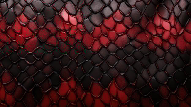 Red and black exotic snake skin pattern or dragon scale texture as a wallpaper photo