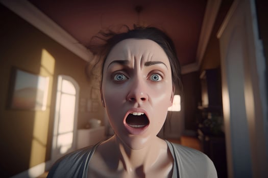 Woman looking concerned face. Generate Ai photo