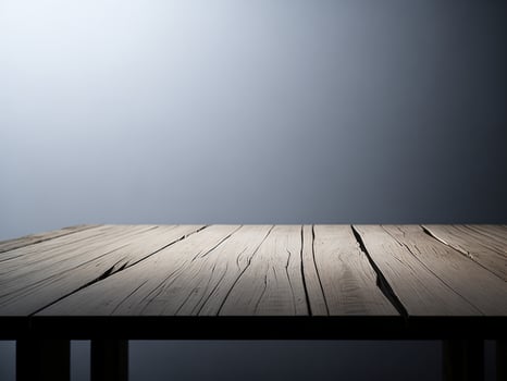 Wooden table and blur tropical white background, product display montage. High quality photo 8k FHD AI generated