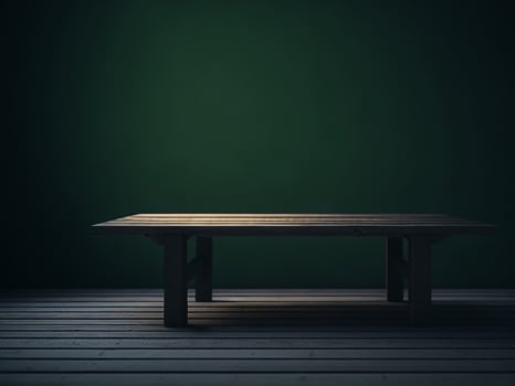 Wooden table and blur tropical green Color background, product display montage. High quality photo 8k FHD AI generated