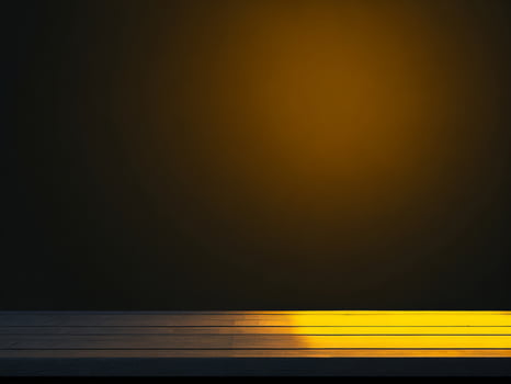 Wooden table and blur tropical Yellow Color background, product display montage. High quality photo 8k FHD AI generated