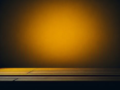 Wooden table and blur tropical Yellow Color background, product display montage. High quality photo 8k FHD AI generated
