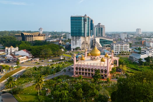 Aerial view of Bandaraya Kuching Mosque in Kuching, Sarawak, East Malaysia photo