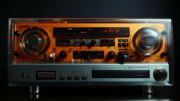 Old stylish vintage retro cassette video recorder poster from 80s 90s photo