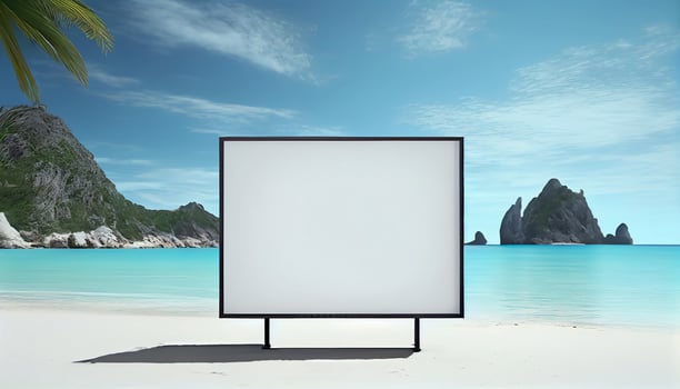 Generative AI, A Blank Billboard by the Sea A Captivating Advertising Opportunity for Your Product photo