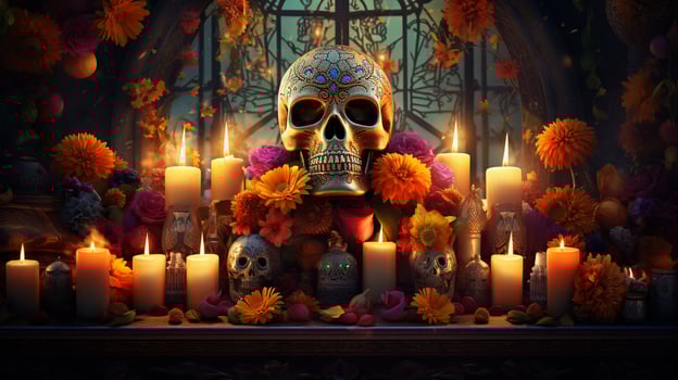 Altar of Remembrance A Sacred Tribute of Color and Light, AI Generative photo