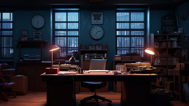 Gritty Detective's Office, AI Generative photo
