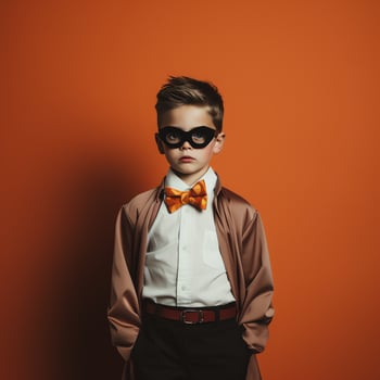 Happy halloween kid concept, a boy wearing halloween costume, AI Generated photo