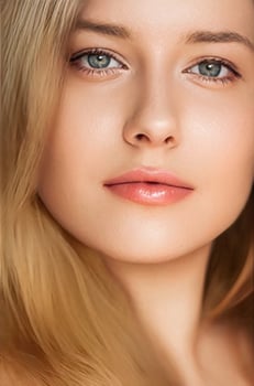 Natural beauty and no make-up look, beautiful young woman as skin care cosmetics and feminine brand concept, face portrait photo