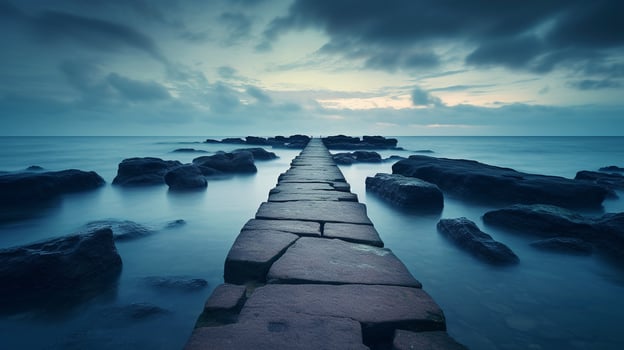 Generative AI, Horizon's Embrace, Coastal Serenity photo