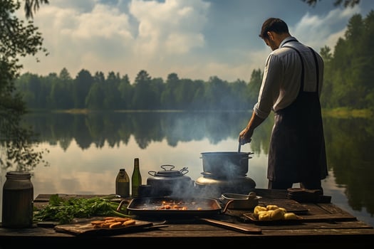Chef Preparing a Meal with a View. Generative By Ai photo