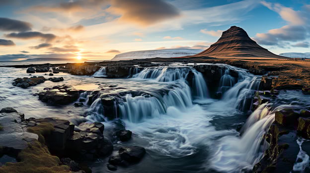 the waterfalls in iceland are beautiful AI Generative photo