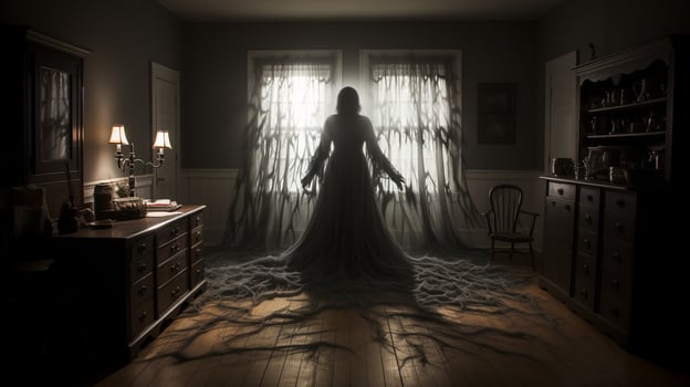 Generative AI, Ephemeral Malevolence Capturing Sinister Silhouettes photo