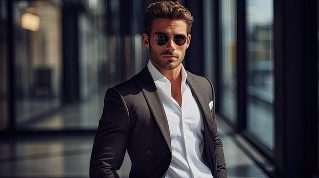 ai generative, handsome man in business outfit photo