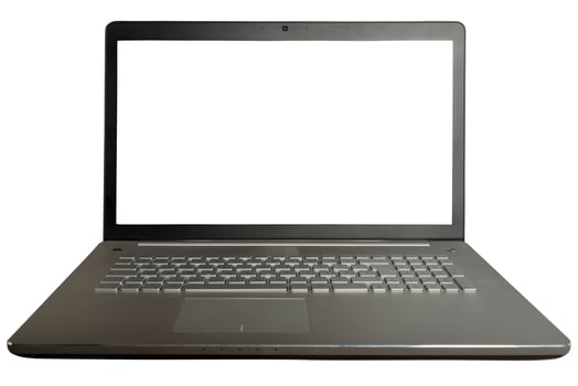 Isolated modern laptop with a blank screen photo