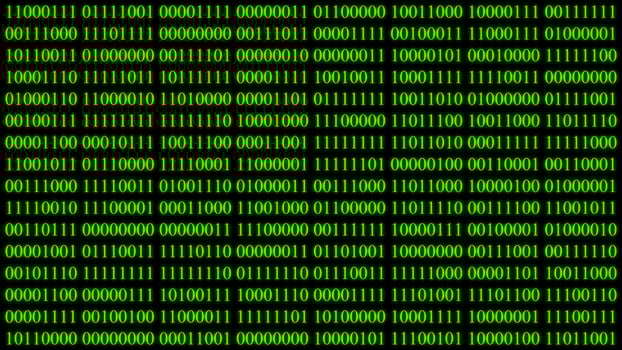 illustration of Binary encoding green light glowing with digits background screen.Digital hacker cyberspace. Algorithm binary encryption.Web hud interface.Computer monitor information data code. photo