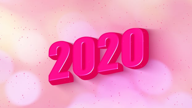Happy new year 2020 with text simple shadow style with pink color bokeh blur Animation.Motion graphic element decoration modern luxury love background.Video shine snow banner concept.illustration photo