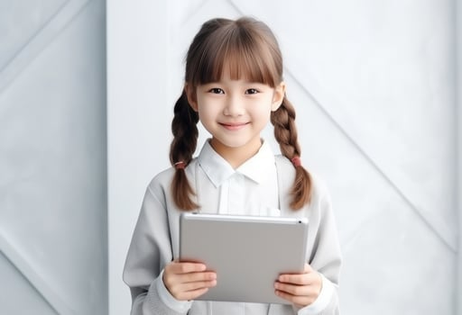 School girl holding a tablet photo