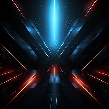 Simple dark neon background, rays of light on black photo