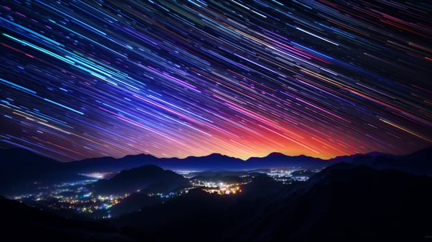 Neon Star Trails, AI Generative photo