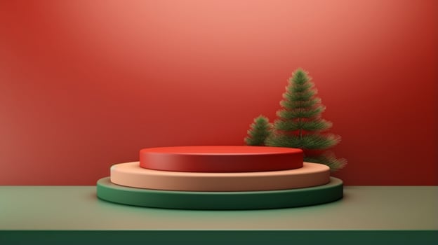 3d rendered Christmas theme podium empty stage ai generative photo