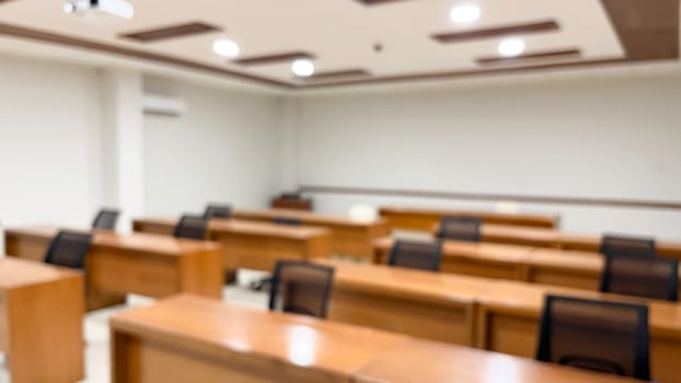 Blurred image of meeting room in the modern office, ideal for presentation background photo