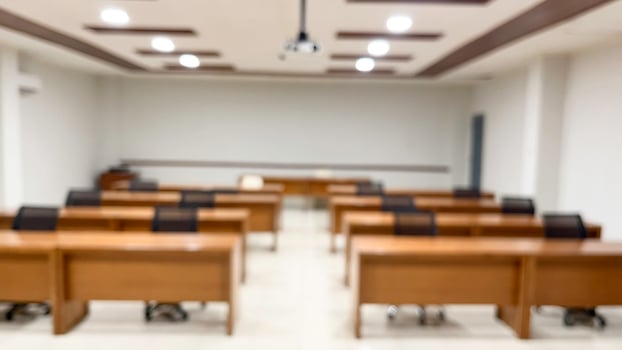 Blurred image of meeting room in the modern office, ideal for presentation background photo