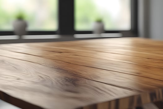 Wood table product presentation with interior background by Ai Generative photo