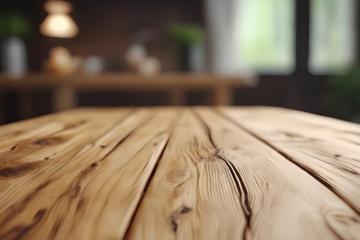 Wood table product presentation with interior background by Ai Generative photo