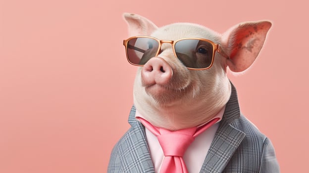 Generative AI, Cool Pig Stylish Shades on a Pastel Playground photo