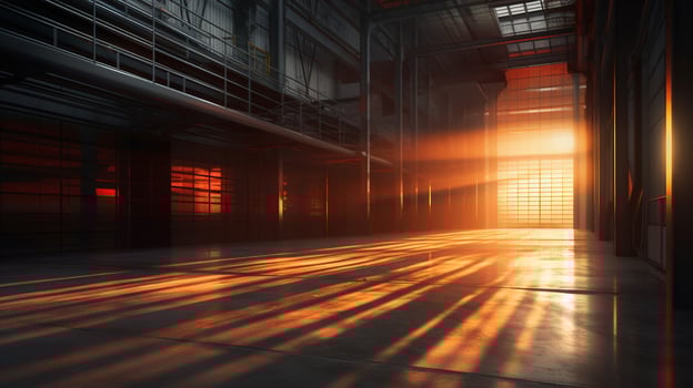 Generative AI, Shadow Dance Abstract Forms in Industrial Light photo