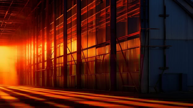 Generative AI, Shadow Dance Abstract Forms in Industrial Light photo