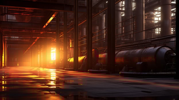 Generative AI, Shadow Dance Abstract Forms in Industrial Light photo