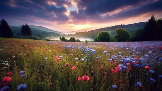 Generative AI, Enchanted Blooms A Vibrant Tapestry of Wildflower Meadows, AI Generative photo