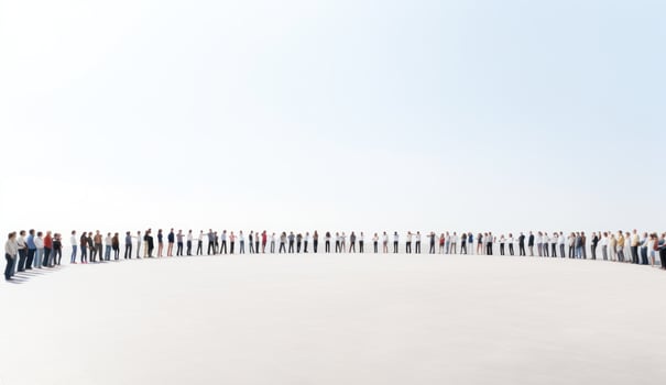 A crowd in the shape of an empty circle photo