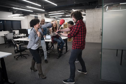 multiethnics business team boxing at office photo