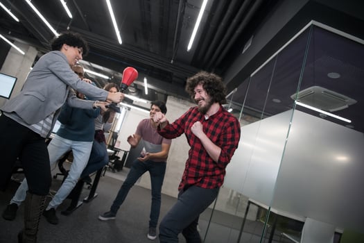 multiethnics business team boxing at office photo