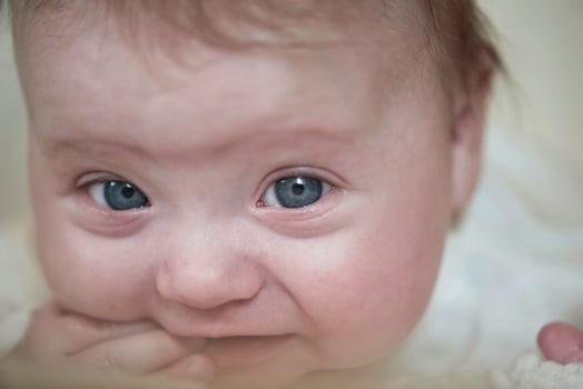 happy newborn little baby smilling photo