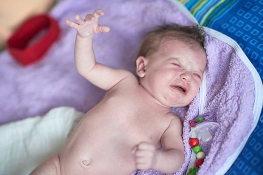 happy newborn little baby smilling photo