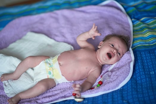 happy newborn little baby smilling photo
