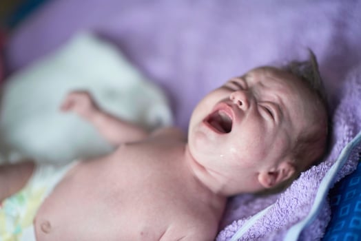 happy newborn little baby smilling photo