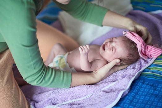 happy newborn little baby smilling photo