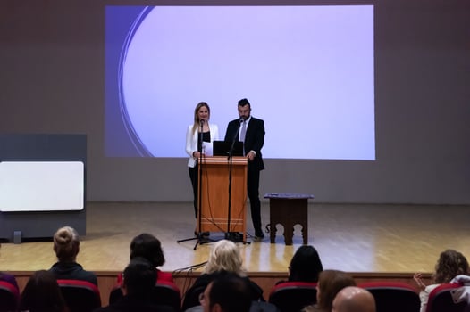 businesspeople giving a presentation photo