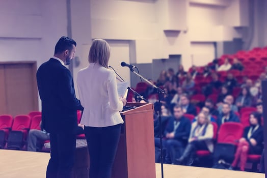 businesspeople giving a presentation photo